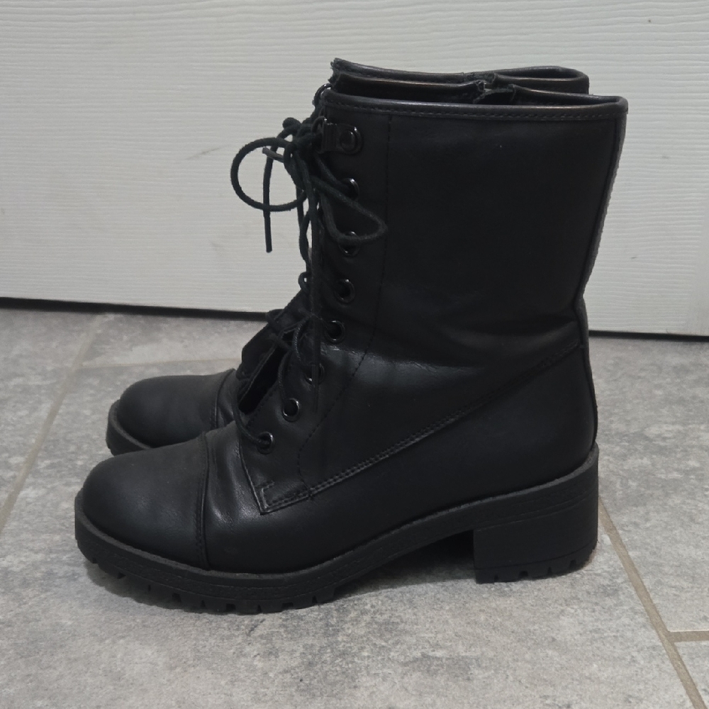 Black Lace-Up Ankle Boots